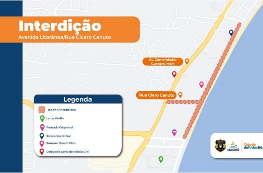 Confira a interdição que ocorrerá em Jacarecica
