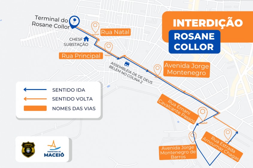 Mapa ilustrativo com a rota do evento