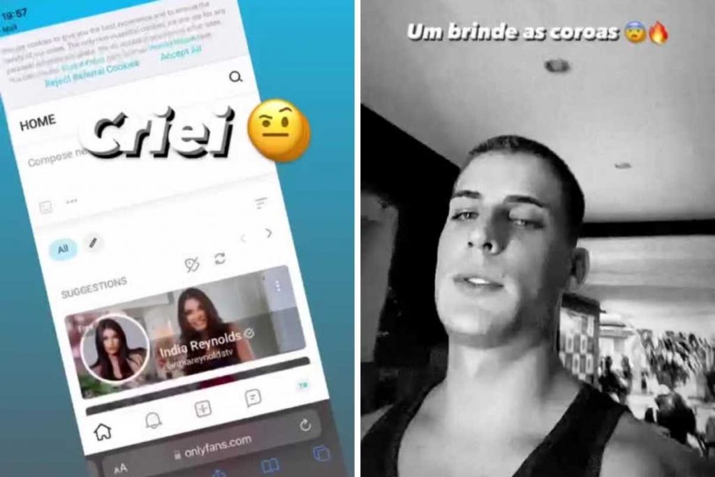 stories de Tiago Ramos criando perfil no onlyfans
