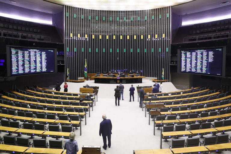 Deputados em pé no Plenário da Câmara