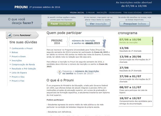 Primeira lista de pré-selecionados para o Prouni do 2° semestre será divulgada nesta segunda-feira (13). 