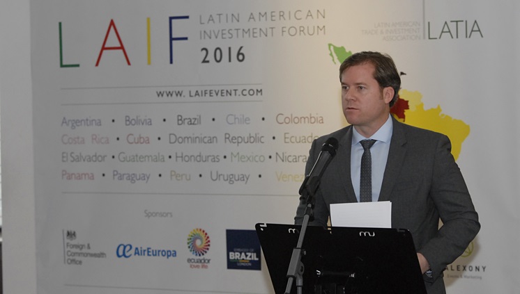 Ministro Marx Beltrão fala no Fórum de Investidores da América Latina. Crédito: Gustavo Messina