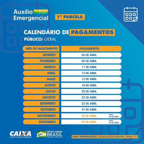 Calendário de pagamentos