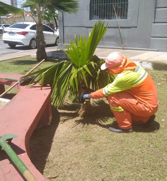 Praça do Rex recebe serviços de limpeza. Foto: Ascom Sudes