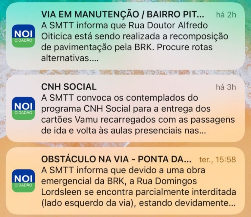 Notificações mantém usuários informados em tempo real sobre o trânsito na cidade. Foto: Ascom SMTT.