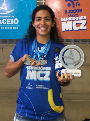 Estagiária de jornalimso da Semed, Julita Bittencourt, foi destaque na última edição dos jogos. Foto: cortesia