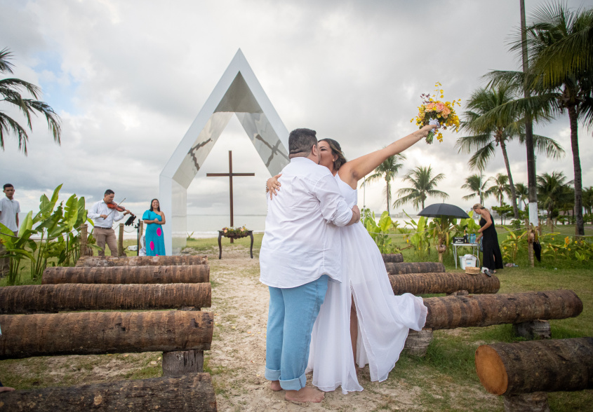 Casal do interior de São Paulo veio casar na Capelinha de Jaraguá, em março deste ano. Foto Célio Júnior/Arquivo Secom Maceió
