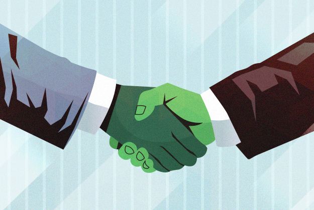Ilustração aperto de mãos