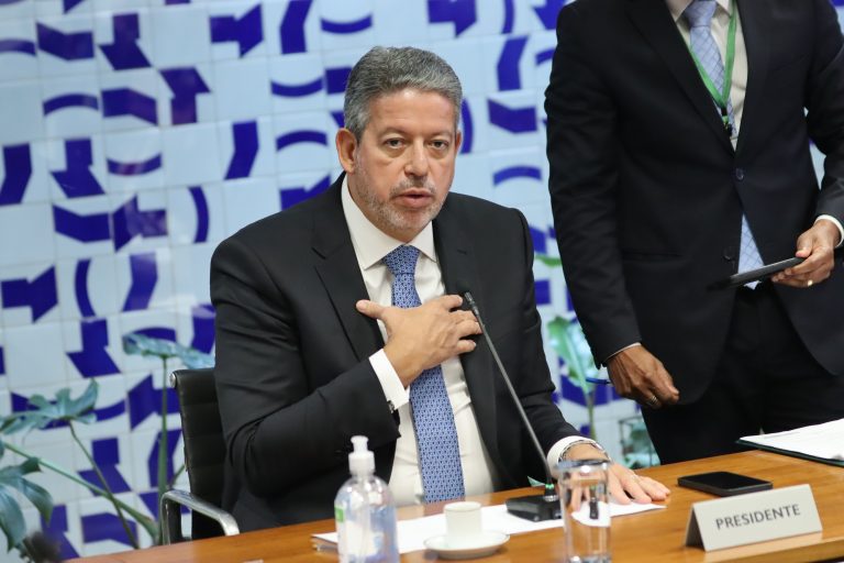 Primeira reunião de líderes da 57ª legislatura. Presidente da Câmara, dep. Arthur Lira